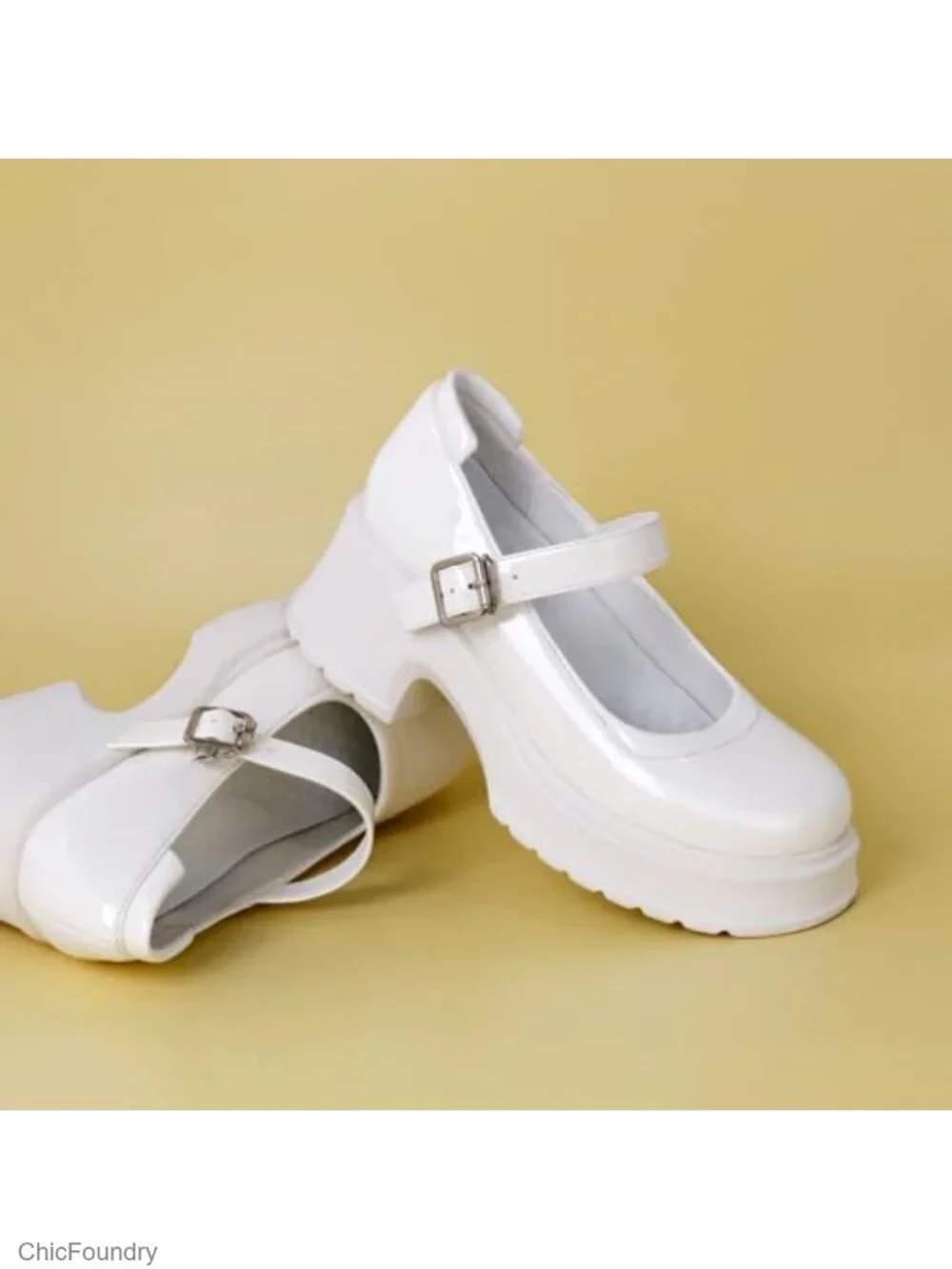 Mary Jane Platform Chunky Block Heels PU Leather Ankle Strap Oxfords Women's